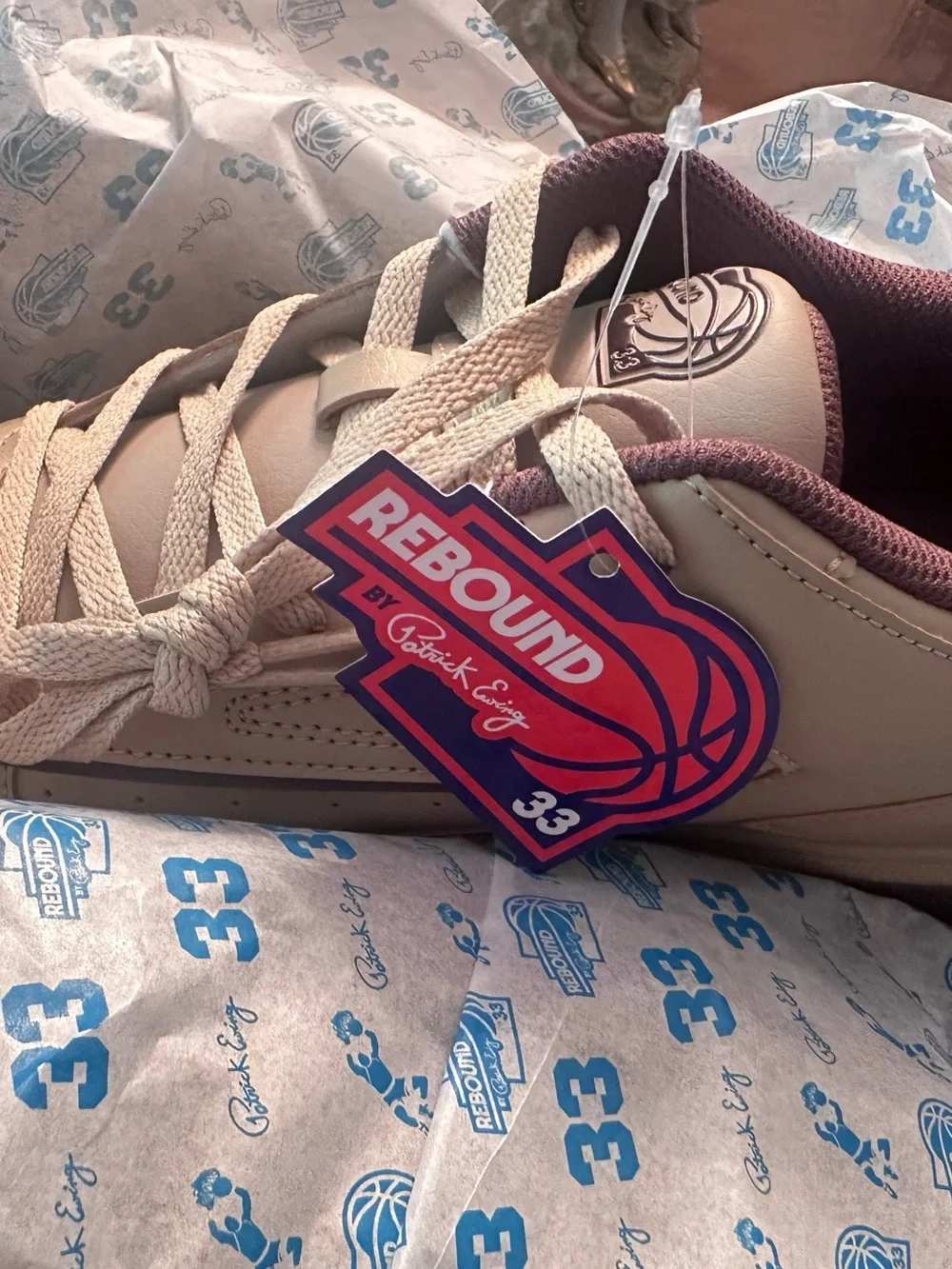 Patrick Ewing Rebound Low-Top Sneakers in Beige